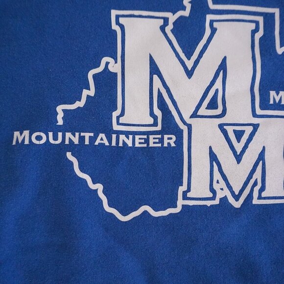 VTG '90S Mountaineer Middle Collegiate Blue Cotton Hoodie Sweatshirt Jerzees XL - Picture 5 of 10